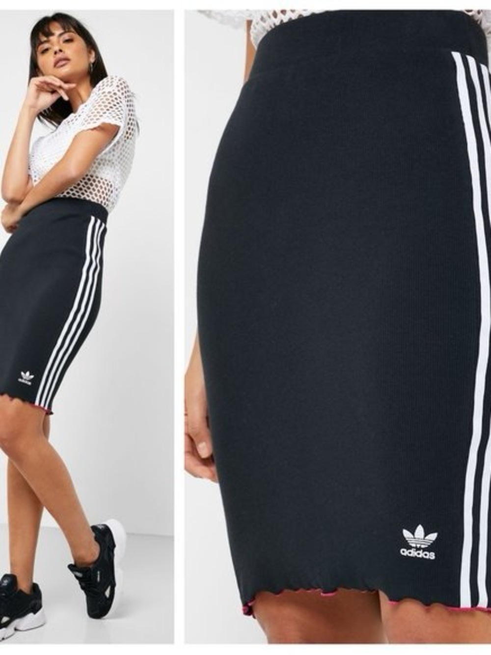adidas Black Pencil Skirt with White Three-Stripes